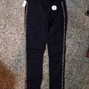 Girls xl black pants with cheetah stripe